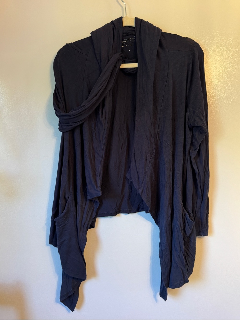 Dark Navy Draped Open-Front Women's Cardigan Sweater